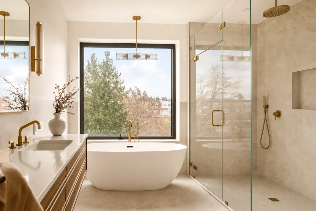 Walk-in shower bath in Queens, NY by CityCore Builders