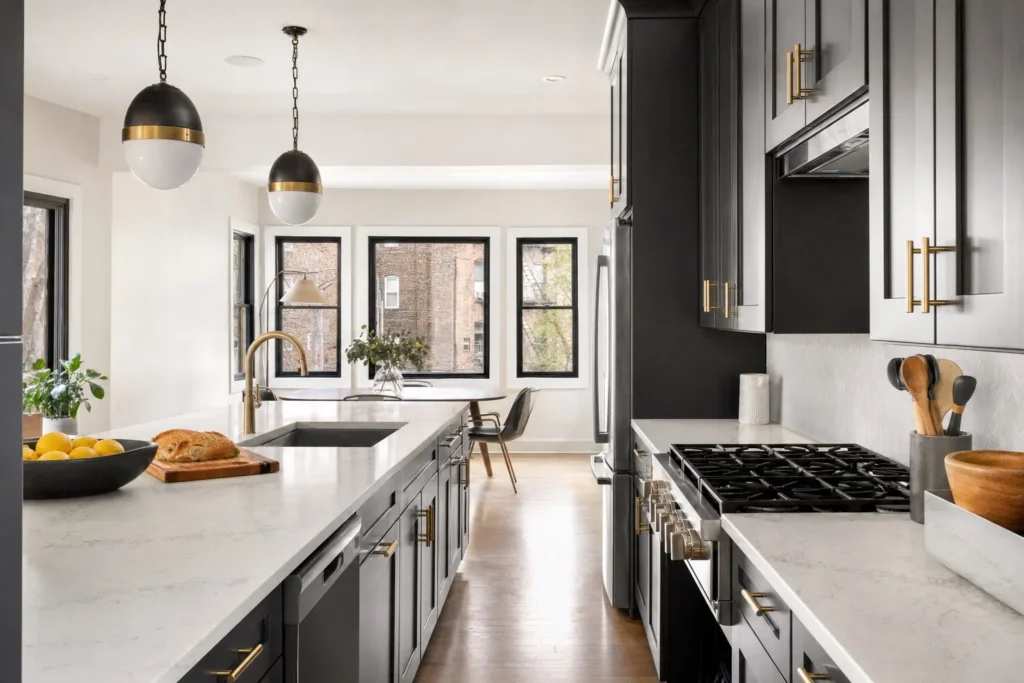 Two-tone kitchen in Queens, NY by CityCore Builders