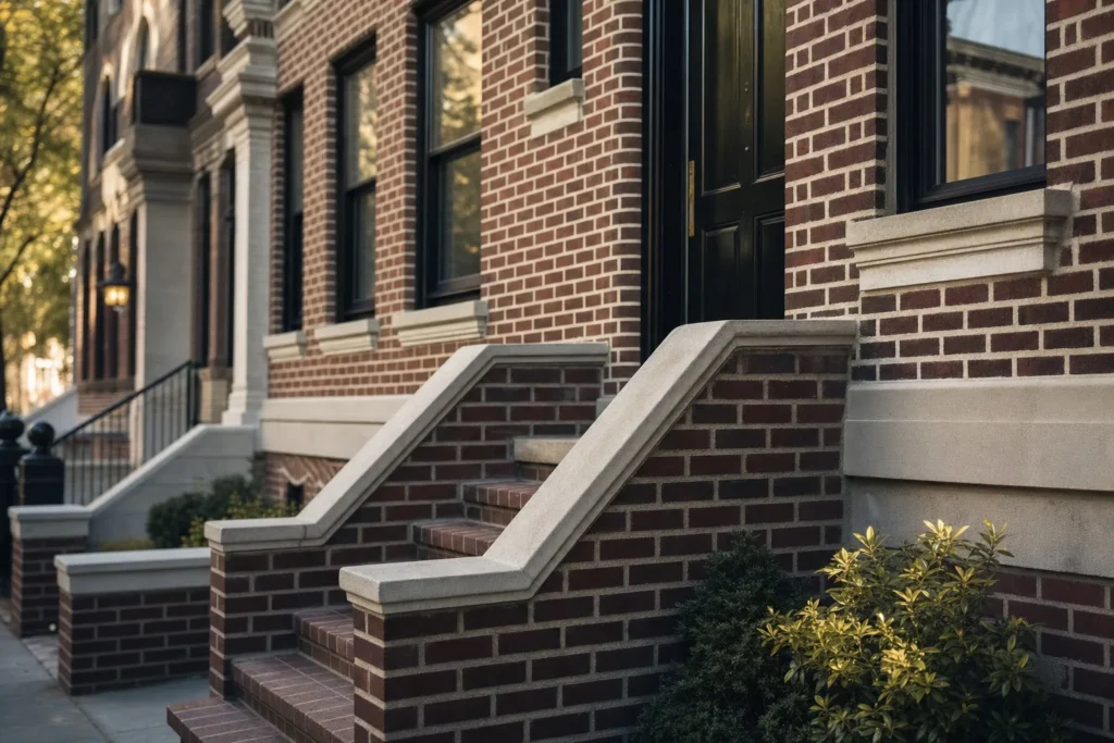 Restored brick stoop in Queens, NY by CityCore Builders