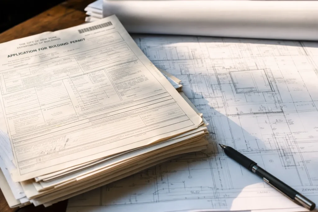 NYC DOB permit documents and blueprints
