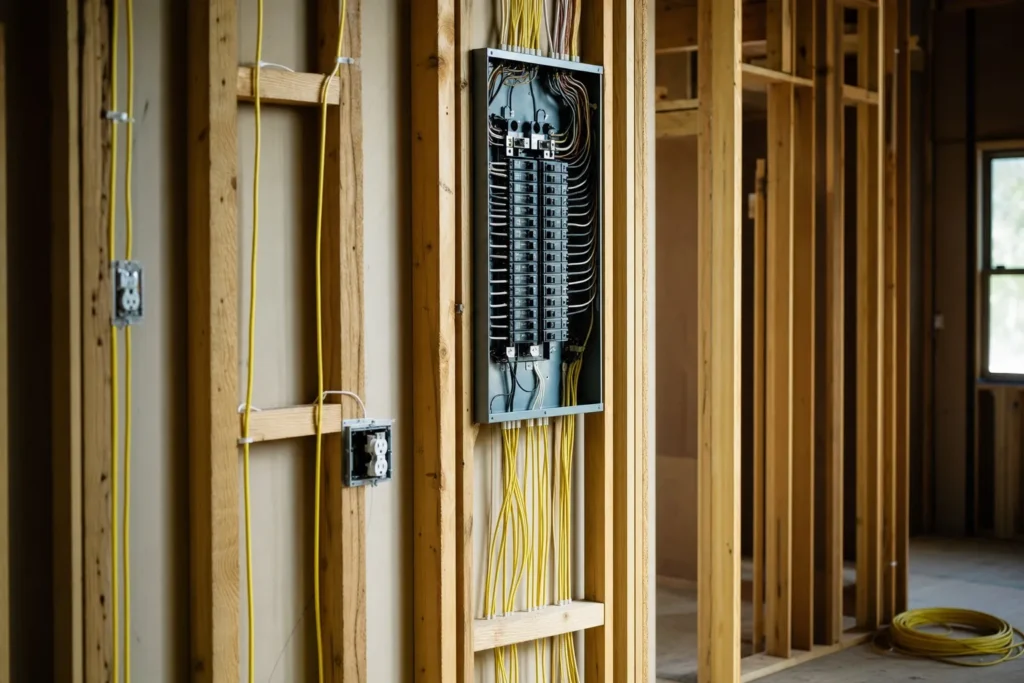 Electrical during a Queens renovation by CityCore Builders