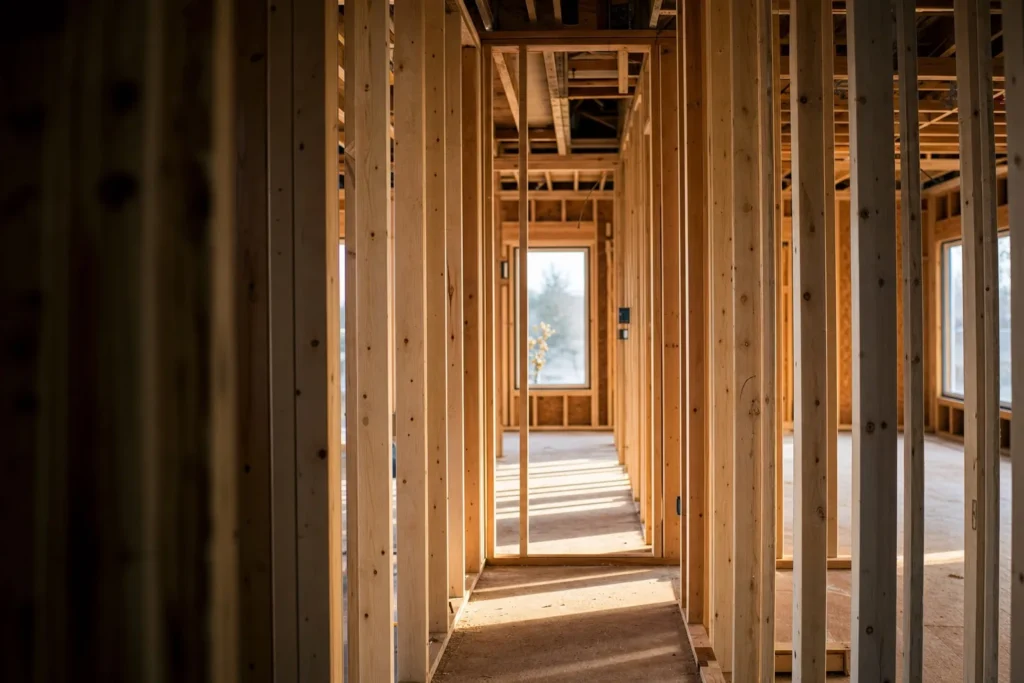 Framing during a Queens renovation by CityCore Builders